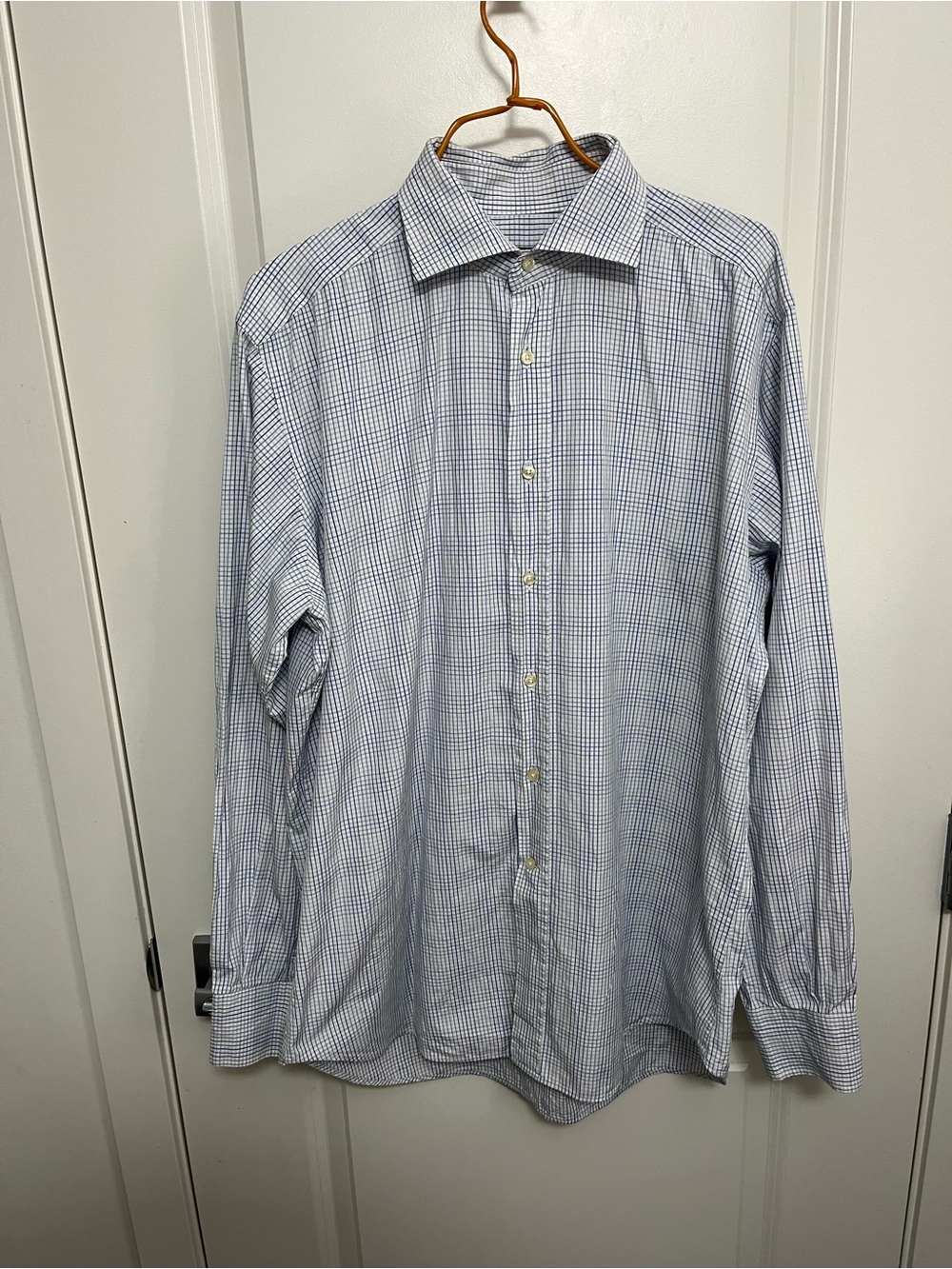 Etro Light Blue and White Checked Shirt in size 42